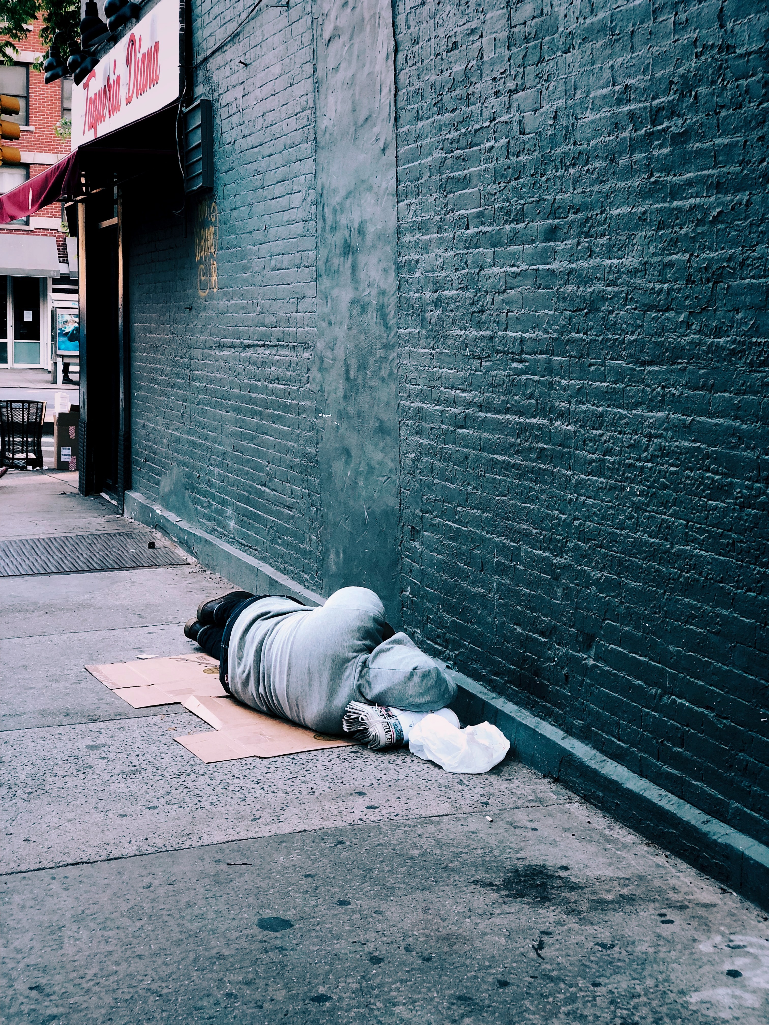 Unemployed Homeless Man on Street