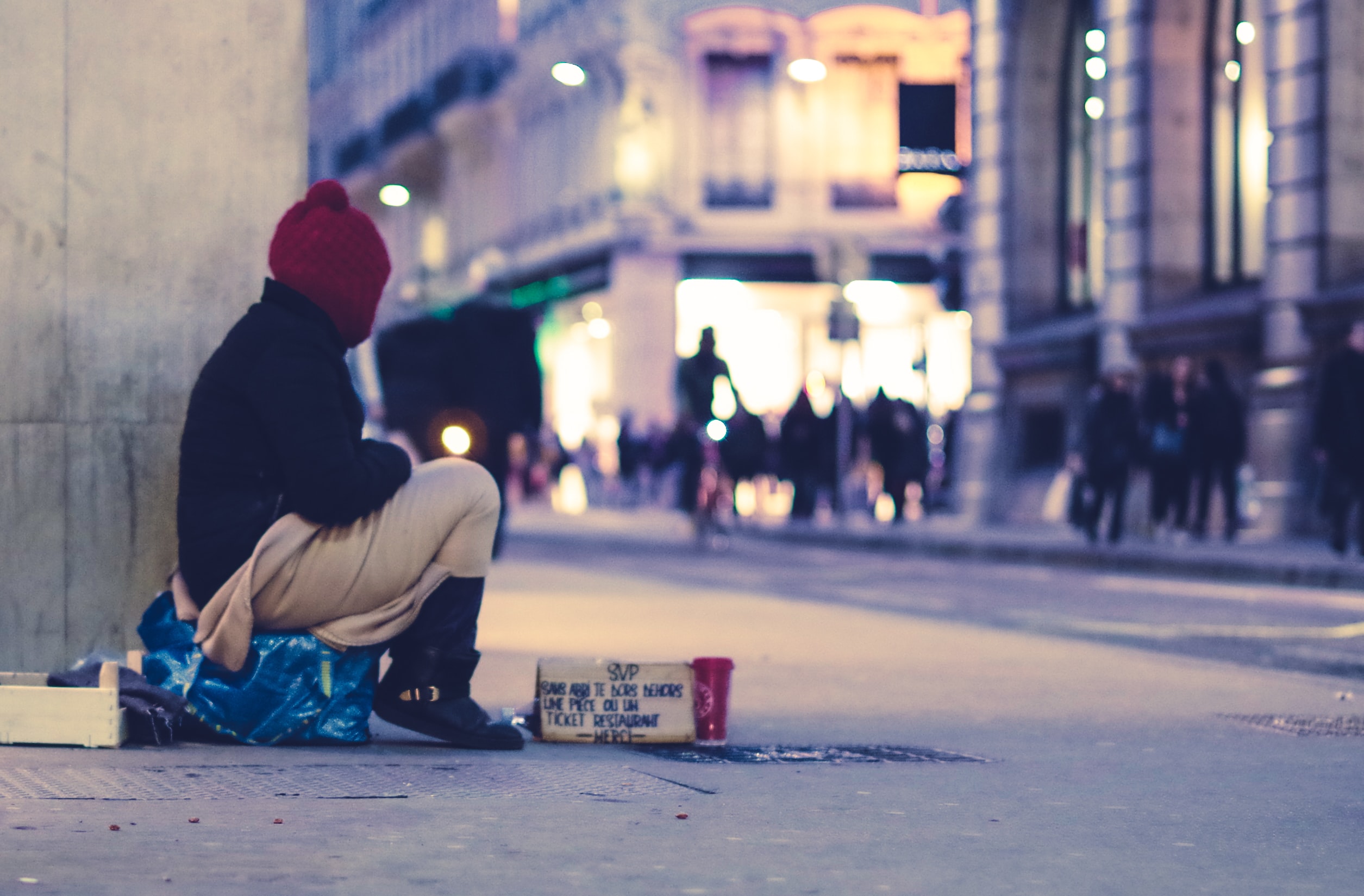 A young person homeless on the street